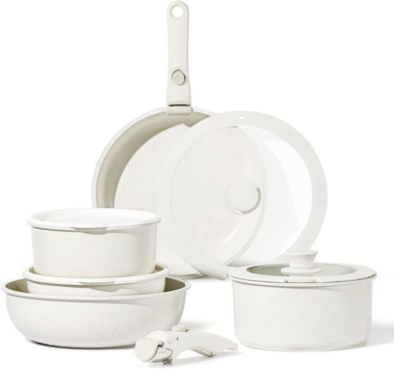 CAROTE 11pcs Pots and Pans Set: Space-Saving, Nonstick, and Versatile Cookware for Your Kitchen